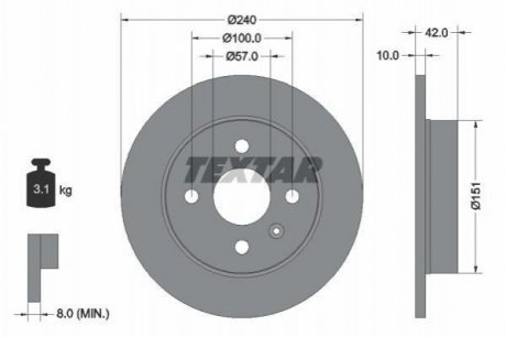Гальмівний диск (задній) TEXTAR 92092003 (фото 1)