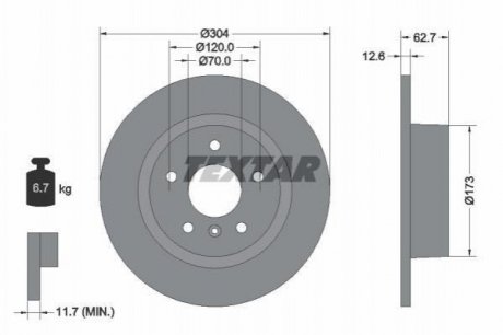 Гальмівний диск (задній) TEXTAR 92095203 (фото 1)