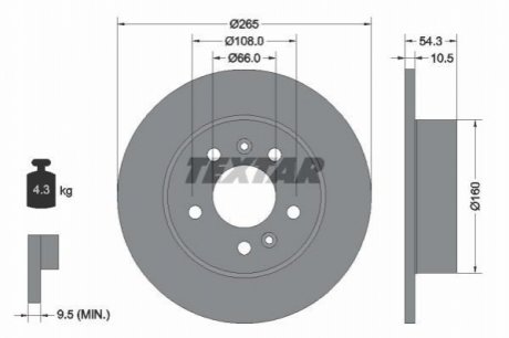 Гальмівний диск TEXTAR 92096300 (фото 1)