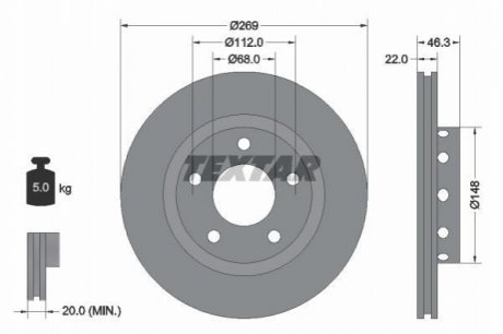 Гальмівний диск TEXTAR 92098400 (фото 1)