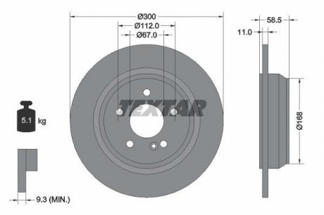 Гальмівний диск (задній) TEXTAR 92099403 (фото 1)