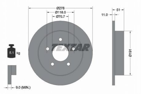 Гальмівний диск (задній) TEXTAR 92099800 (фото 1)