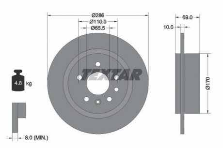 Гальмівний диск TEXTAR 92100200 (фото 1)