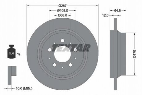 Тормозной диск (задний) TEXTAR 92100703 (фото 1)