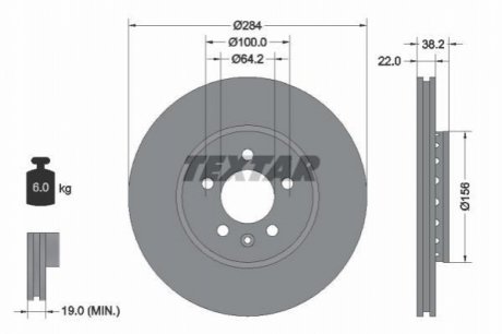 Гальмівний диск TEXTAR 92103400 (фото 1)