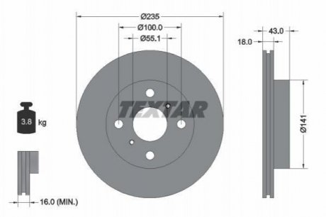 Тормозной диск (передний) TEXTAR 92103603 (фото 1)