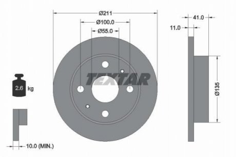 Гальмівний диск TEXTAR 92103700 (фото 1)