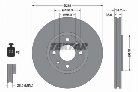 Гальмівний диск (передній) TEXTAR 92107800 (фото 1)