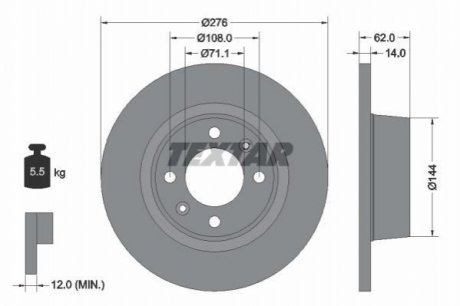 Гальмівний диск TEXTAR 92107900 (фото 1)