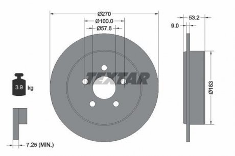Гальмівний диск (задній) TEXTAR 92108600 (фото 1)