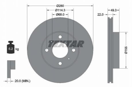 Гальмівний диск TEXTAR 92109300 (фото 1)