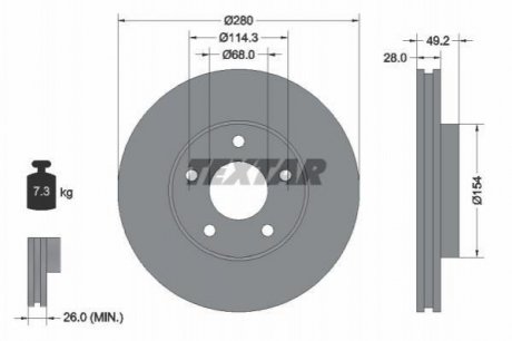 Гальмівний диск (передній) TEXTAR 92109403 (фото 1)