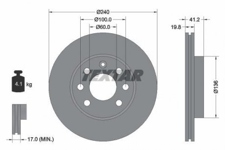 Гальмівний диск (передній) TEXTAR 92111403 (фото 1)