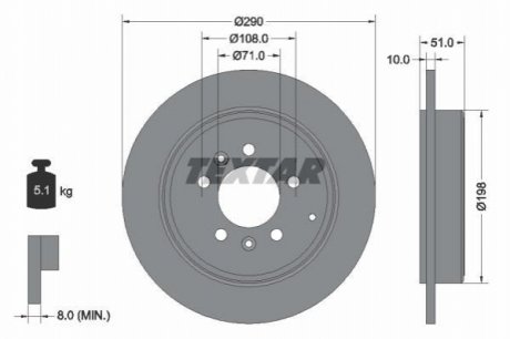 Гальмівний диск (задній) TEXTAR 92112000 (фото 1)
