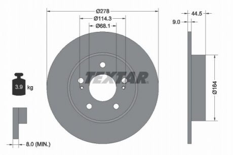 Гальмівний диск (задній) TEXTAR 92113103 (фото 1)