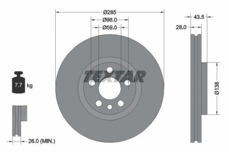 Гальмівний диск TEXTAR 92115003 (фото 1)