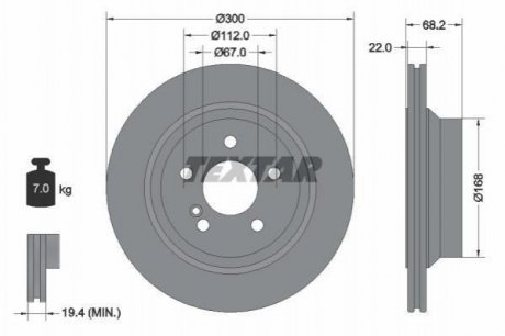 Гальмівний диск (задній) TEXTAR 92115505 (фото 1)