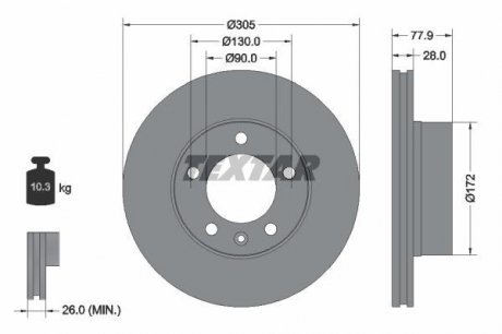 Гальмівний диск (передній) TEXTAR 92115903 (фото 1)