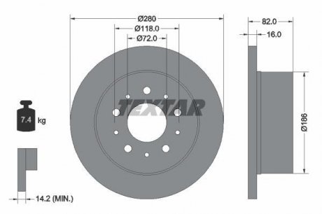 Гальмівний диск (задній) TEXTAR 92116103 (фото 1)