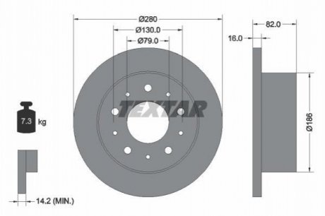 Гальмівний диск (задній) TEXTAR 92116203 (фото 1)