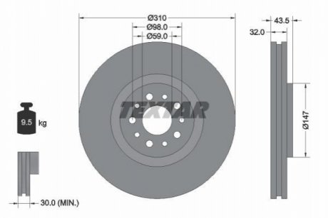 Гальмівний диск TEXTAR 92118100 (фото 1)