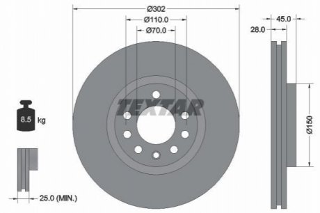 Гальмівний диск TEXTAR 92118303 (фото 1)