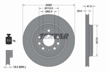 Гальмівний диск (задній) TEXTAR 92118403 (фото 1)