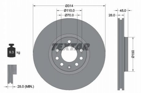 Тормозной диск (передний) TEXTAR 92118803 (фото 1)