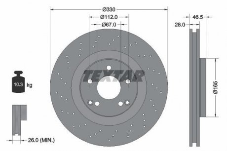 Гальмівний диск (передній) TEXTAR 92119805 (фото 1)