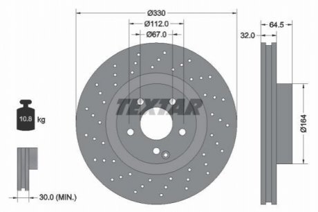 Гальмівний диск (передній) TEXTAR 92120205 (фото 1)