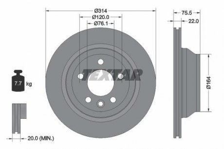Гальмівний диск (задній) TEXTAR 92121903 (фото 1)