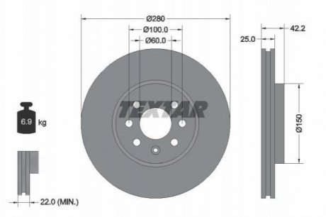 Гальмівний диск (передній) TEXTAR 92124603 (фото 1)