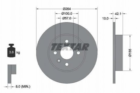 Гальмівний диск (задній) TEXTAR 92124703 (фото 1)