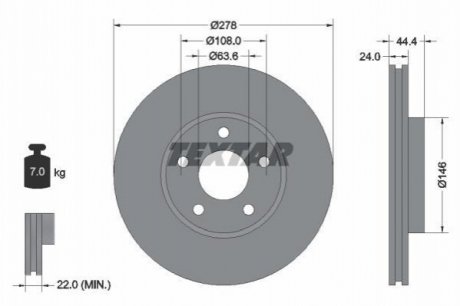 Тормозной диск (передний) TEXTAR 92124803 (фото 1)