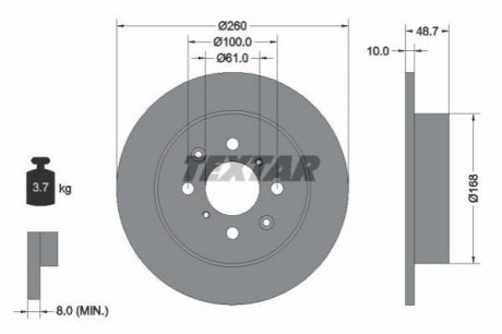 Гальмівний диск (задній) TEXTAR 92125300 (фото 1)