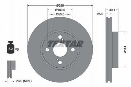 Тормозной диск (передний) TEXTAR 92125903 (фото 1)