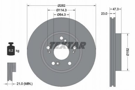 Гальмівний диск (передній) TEXTAR 92128400 (фото 1)