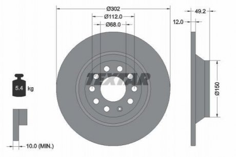 Гальмівний диск (задній) TEXTAR 92132503 (фото 1)