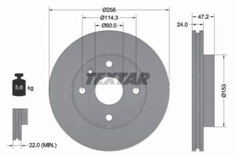 Гальмівний диск (передній) TEXTAR 92133600 (фото 1)