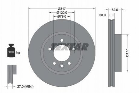 Гальмівний диск (передній) TEXTAR 92134505 (фото 1)