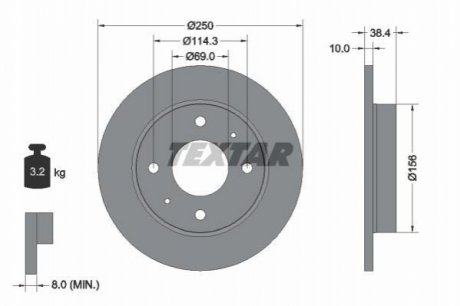 Гальмівний диск (задній) TEXTAR 92134903 (фото 1)