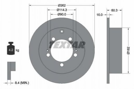 Гальмівний диск (задній) TEXTAR 92136103 (фото 1)