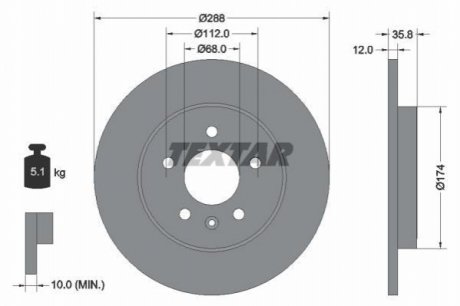 Гальмівний диск (задній) TEXTAR 92137003 (фото 1)