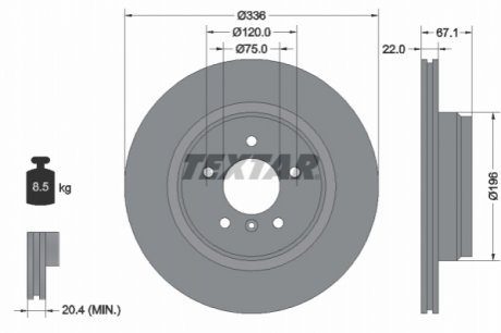 Гальмівний диск (задній) TEXTAR 92137905 (фото 1)