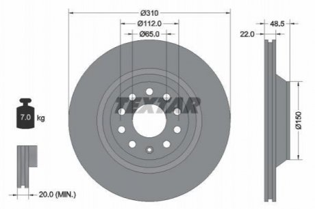 Гальмівний диск (задній) TEXTAR 92140703 (фото 1)