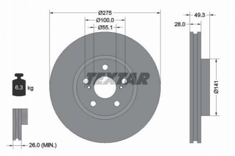 Тормозной диск (передний) TEXTAR 92142003 (фото 1)
