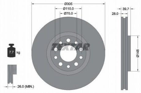 Гальмівний диск (передній) TEXTAR 92145003 (фото 1)