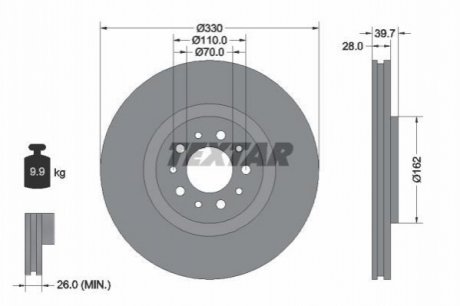 Тормозной диск (передний) TEXTAR 92145103 (фото 1)