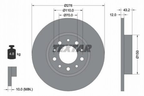 Тормозной диск (задний) TEXTAR 92145203 (фото 1)