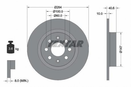 Гальмівний диск (задній) TEXTAR 92145903 (фото 1)